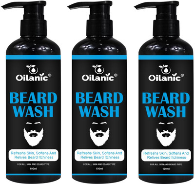 Oilanic Beard Wash for men Refreshing Fragrance Purifies & cleanses beard 100ML Pack3(300 ml)