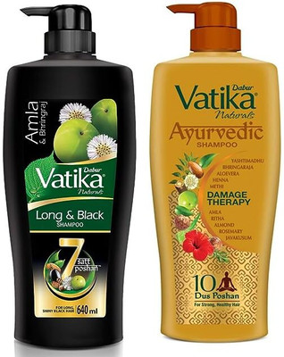Dabur Shampoo(Ayurvedic / Long & Black) 640ml Pack-2(1280 ml)