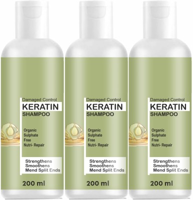 house of common 10x Keratin Hair Smoothening Shampoo For Dry Frizzy Hair (200ml) Pack of 3(600 ml)