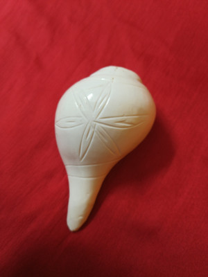 ckhnt flower design shankh 4 inch size white sankh puja iteam Blowing Shankh(White)