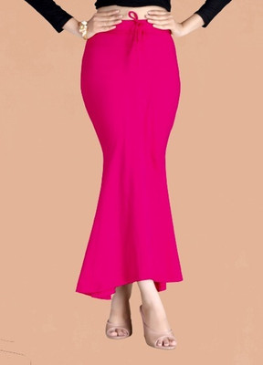 SCUBE DESIGNS Fishcut Saree Shapewear Pink (L) Lycra Blend Petticoat(L)