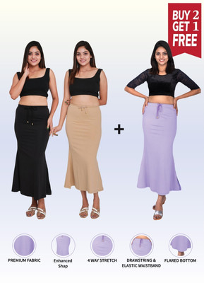 TiberFashion Black, Beige & Lavender Lycra Blend Solid - L Women Shapewear