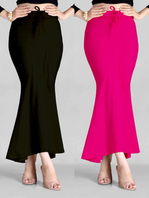 BADGERW INSOME Fishcut Saree shapewear Combo Pink & Black Lycra Blend Petticoat(S)