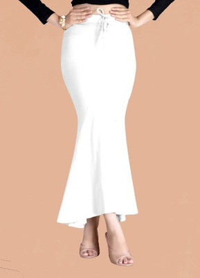 SCUBE DESIGNS Fishcut Saree Shapewear White (L) Lycra Blend Petticoat(L)
