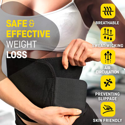 Xfinity Fitness Sweat Slim Belt for Men and Women Neoprene Waist Trainer for Weight Loss 46 Inch Back / Lumbar Support(Black)