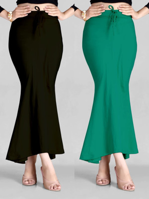 DRESQUE STORE Fishcut Saree shapewear Combo Rama & Black Lycra Blend Petticoat(XXL)