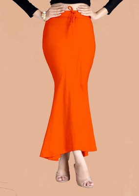 SCUBE DESIGNS Fishcut Saree Shapewear Orange (XXL) Lycra Blend Petticoat(XXL)