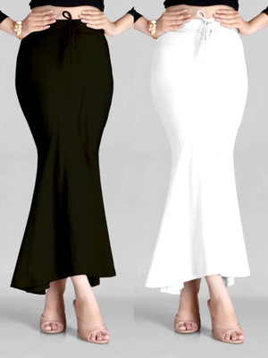 DRESQUE STORE Fishcut Saree shapewear Combo White & Black Lycra Blend Petticoat(S)