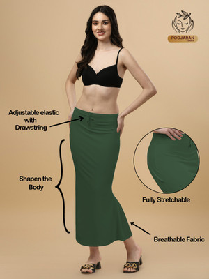 Shayonam and Shayonam Fishcut Saree Shapewear Green Lycra Bland Petticoat Lycra Blend Petticoat(3XL)