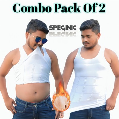 speginic 2 Pack Compression Shirt Slimming Body Shaper Vest Gym Workout Tank Slim N Lift Men Shapewear