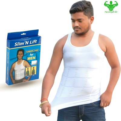 speginic Slim N Lift Slimming Tummy Tucker Body Shaper White Vest to Look Slim Instantly Men Shapewear