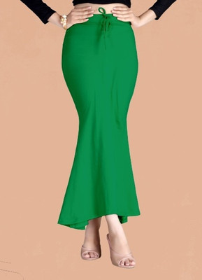 SCUBE DESIGNS Fishcut Saree Shapewear Green (L) Lycra Blend Petticoat(L)