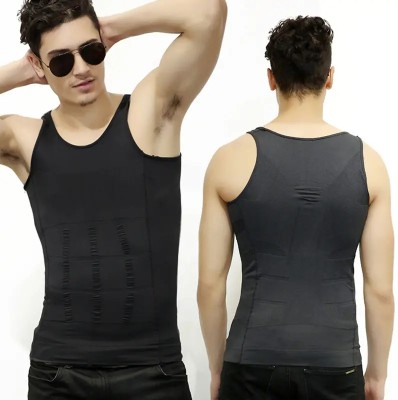 AloneFit Slim N Lift Slimming Tummy Tucker Body Shaper Undershirt Vest for Men (Black) Men Shapewear