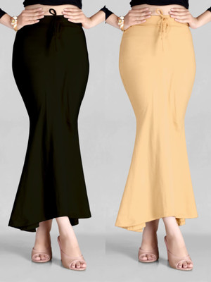 DRESQUE STORE Fishcut Saree shapewear Combo Beige & Black Lycra Blend Petticoat(L)