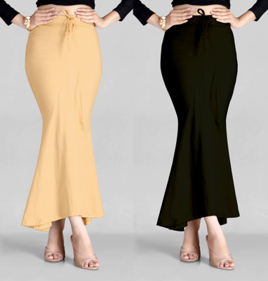 KEYU FASHION BEIGE-COMBO-FISHTAIL-BLACK-BEIGE Lycra Blend Petticoat(L)