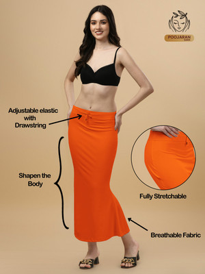 Shayonam and Shayonam Fishcut Saree Shapewear Orange Lycra Bland Petticoat Lycra Blend Petticoat(M)