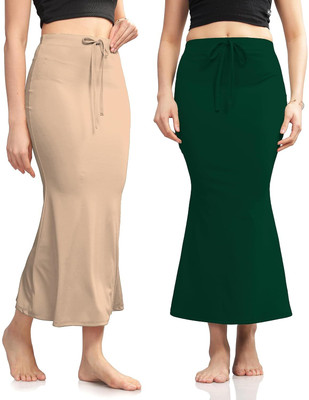 VIDHATA FASHION Cream & Green Lycra Blend Silhouette Shapewear Fishcut Slim Fitting Petticoat Lycra Blend Petticoat(XL)