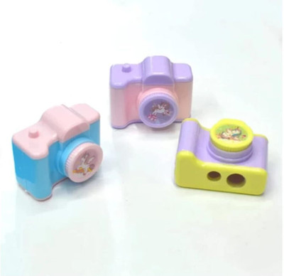 apcatio Cute Unicorn Camera Sharpener with Shavings Collector and Soft Edges Pencil Sharpeners(Set of 4, Multicolor)