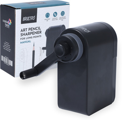 BRuSTRO Art Pencil Sharpener with long points. (manual) Sharpener(Black)