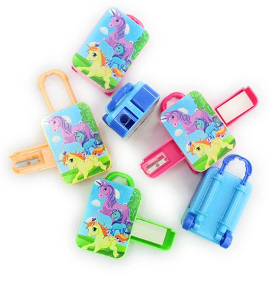 FATFISH Unicorn Trolley shape Sharpeners(Set of 2, Blue, Yellow)