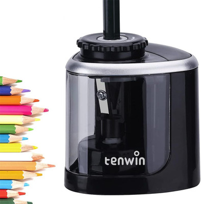 PATPAT Automatic Sharpener for No.2/Colored Pencils Electric Sharpener for Pencil Sharpeners(Set of 1, Black)