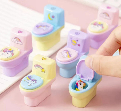 triple paper Eraser and Sharpener 2in1 Toilet Design Sharpener Sharpeners(Set of 5, Multicolor)