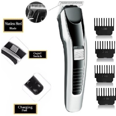 FABUNIK Trimmer Men Hair Cutting Machine Haircut Cordless Hair Clipper Fully Waterproof Trimmer 60 min  Runtime 4 Length Settings(Silver, Black)