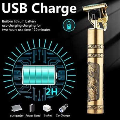 kk impex Waterproof T-Blade, Rechargeable Trimmer Kit for Cutting and Contour Beards  Shaver For Men(Gold)