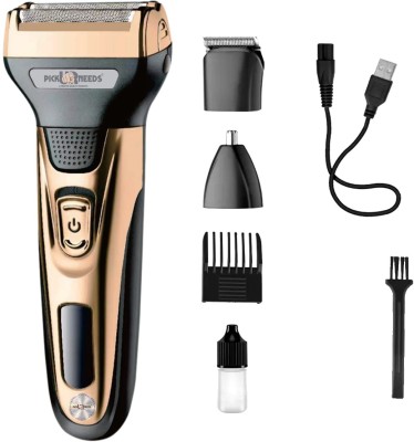 Pick Ur Needs Rechargeable Wireless Electric Shaver Beard Nose Hair Trimmer  Shaver For Men(Gold)