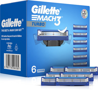Gillette Mach3 Turbo shaving blades for men(Pack of 6)