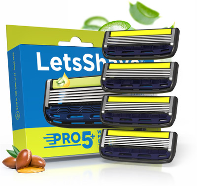 LetsShave Pro 5 Plus Shaving Razor Blade for Men Pack of 4 Refills(Pack of 4)