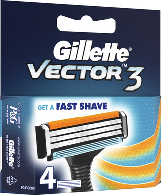 Gillette Vector 3 Cartridges with Double Edge Blades(Pack of 4)