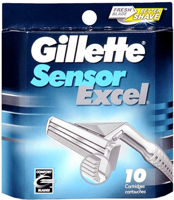 Gillette SENSOR EXCEL Refill Cartridges (10 Razor Blade Cartridges) MEN NEW