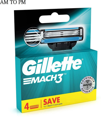 Gillette Mach3 4n Cartridge SET OF 4 FOR MEN(Pack of 4)