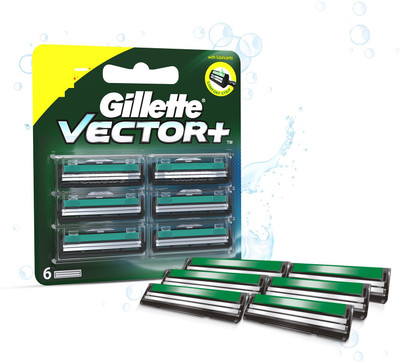 Gillette Vector 2-Bladed Cartridges with Lubrcating Strip(Pack of 6)