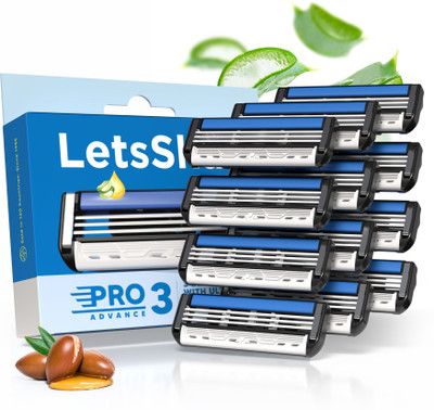 LetsShave Pro 3 Replacement Cartridges – Pack of 10 + Pack of 2 Blades