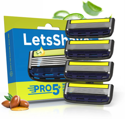 LetsShave Pro 5 Plus Shaving Razor Blade for Men Pack of 4 Refills(Pack of 4)