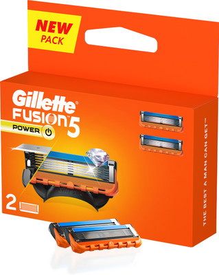 Gillette Fusion Power - shaving blades for men with beard shaping back blades(Pack of 2)