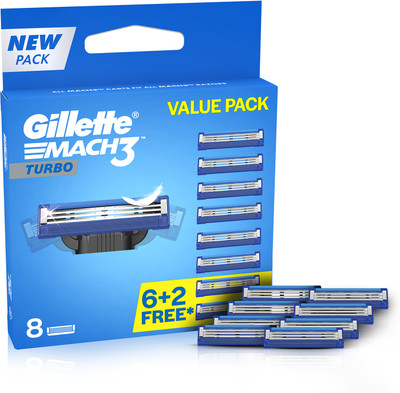 Gillette Mach3 Turbo 3-Bladed Cartridges with Comfort Edge(Pack of 8)