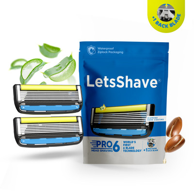 LetsShave Pro Head Shaving Razor Blades for Men, World's 1st 6-Blade Compact Head Shaver(Pack of 2)