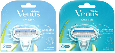 Venus Aloe Vera Glidestrip 2N+4N Smooth Cartridges(Pack of 2)