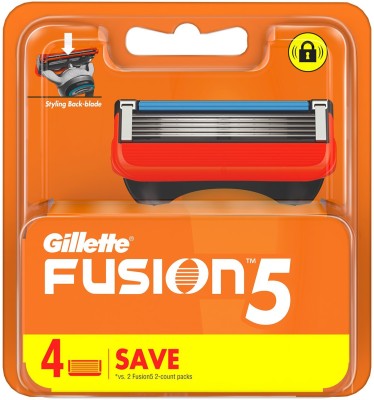 Gillette Fusion 5-Bladed Cartridges with Precision Trimmer(Pack of 4)