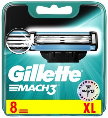 Gillette Mach 3 Razor Blades (8 pcs.) ( IMPORTED AUTHENTIC )(Pack of 8)