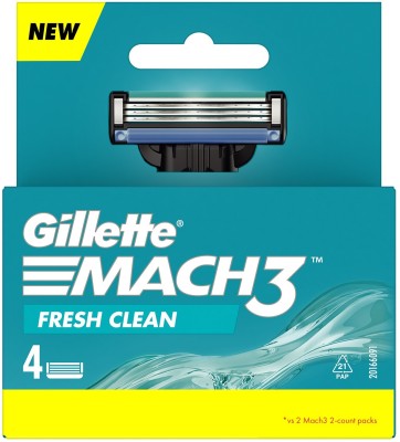 Gillette Mach3 Cartridges with Indicatior Lubrication Strip(Pack of 4)