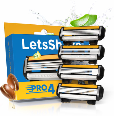 LetsShave Pro 4 Shaving Razor Blades for Men, Pack of 4 Blades Cartridge(Pack of 4)