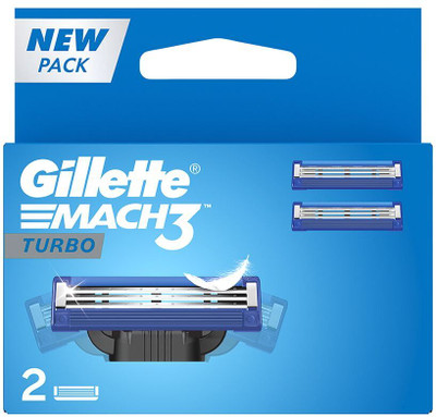 Gillette Mach3 Turbo 3-Bladed Cartridges with Lubrication Strip(Pack of 2)