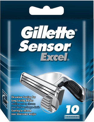 Gillette Sensor Excel IMPORTED Razor Blades for Men Pack of 10 Blades