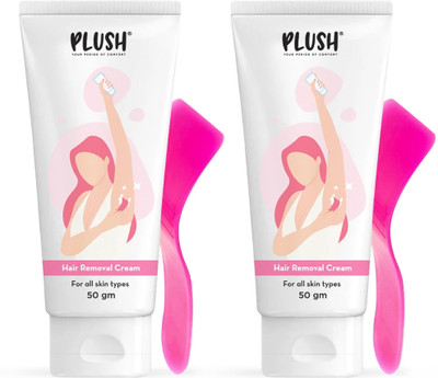 PLUSH Hair Removal Cream with Spatula |Enriched with Jojoba Oil, Aloe vera & Honey(50 g)
