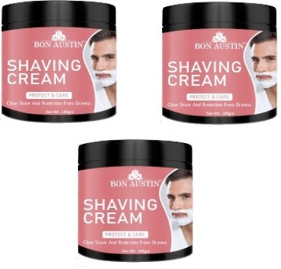 Bon Austin Shaving Cream for Men for Smooth Shave Pack of 3 of 100 grams(300 g)