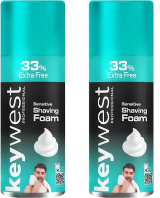 Keywest Professional Shaving Foam Sensitive Skin Pack of 2 (400 ML each)(800 ml)